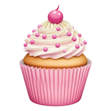 Butter creme frosted cupcake with pink polka dot cup liner sticker