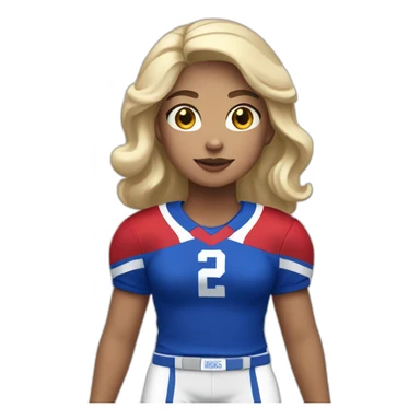 Girl with blond black hair and white skin wearing crimson and ultramarine football uniforms sticker