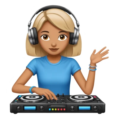 girl playing DJ set sticker