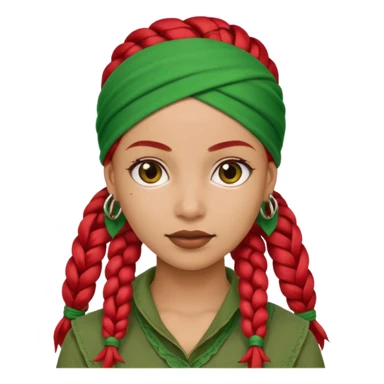 woman with red braids and a green bandana sticker