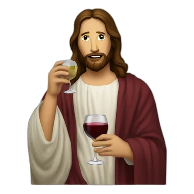 jesus drinking wine on punk clothed sticker