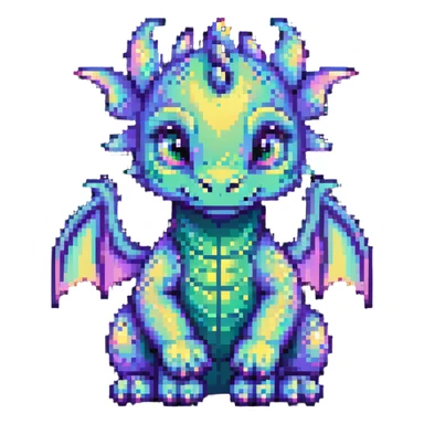 baby dragon sitting, pastel iridescent colors sticker