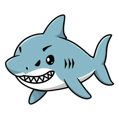 angry shark showing middle fin sticker