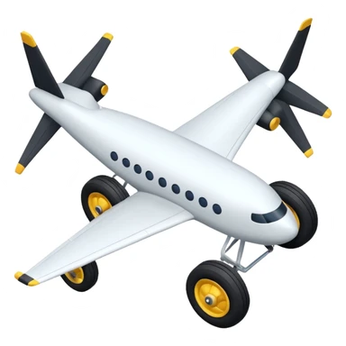 The aircraft's landing gear is one inflated, plump wheel with a strut, black in color, cartoon-style, isometric sticker