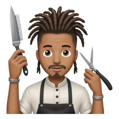 Tall  black barber with dreadlocks cutting hair  sticker