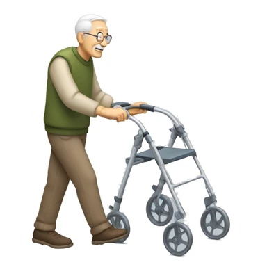 old man with foldable walker  sticker