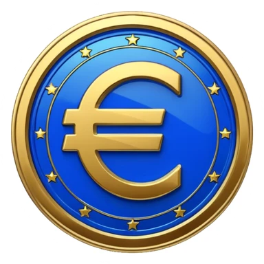 Euro coin digitalization with futuristic and shiny blue glossy circuit style sticker
