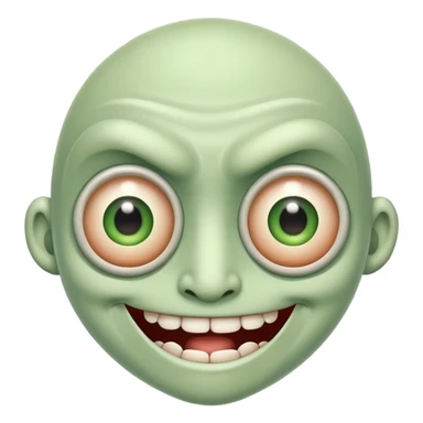 Funny mutant with multiple eyes and a silly smile sticker