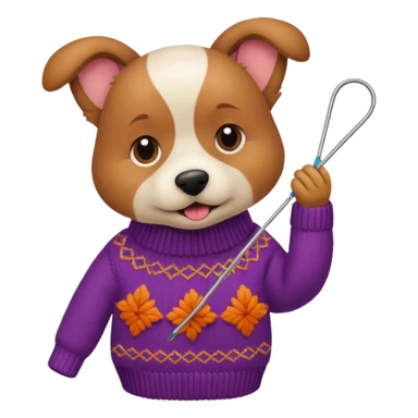 dog knitting a sweater sticker