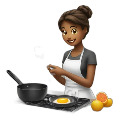 girl cooking breakfast sticker