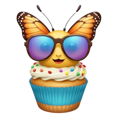 Butterfly wearing sunglasses and with cupcake sticker