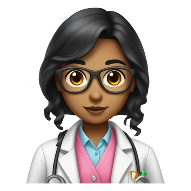 Young Girly scientist with long black hair and medium skin tone with pink accents sticker