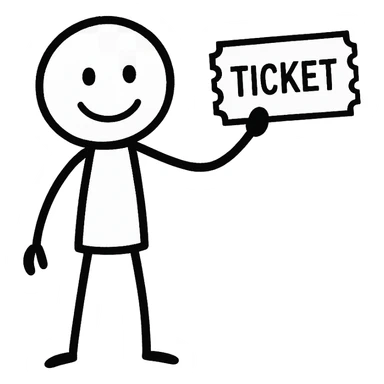 stickman holding a ticket in hand sticker