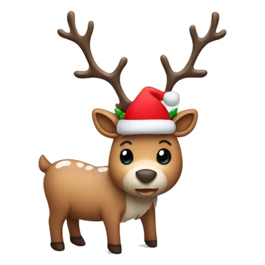 reindeer wearing a christmas hat  sticker