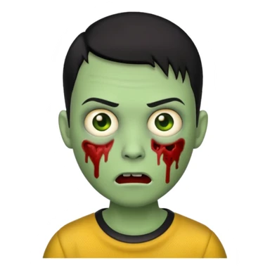 zombie emoji with buzz cut black hair and  sticker