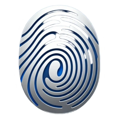 Logo for 'DI' with an abstract fingerprint design. Integrate letters D and I subtly in the fingerprint lines. Use modern colors like deep blue, silver, black, and white. Simple, clean, futuristic, and scalable for app icons." sticker