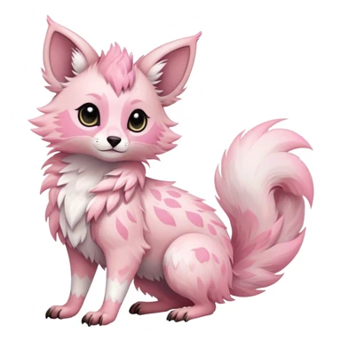 Feral Rare Fantasy cute pastel pink Vernid-Trico-species by LiLaiRa, random markings, tufted ears, full body sticker