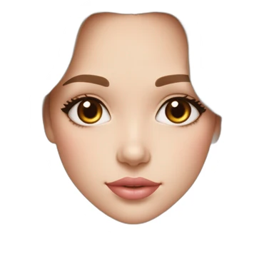 the white skin girl with brown eyes, balayage long hair color, peach color (pink) lip and chest (1 girl) sticker