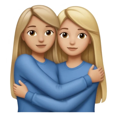 dark blonde girl with highlights and blowout hugging blonde girl with straight hair sticker