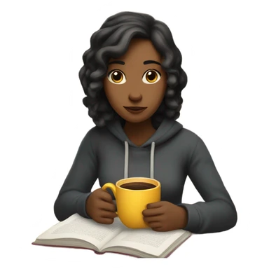 bored girl with coffe and books  sticker