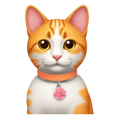 Gato naranja con collar rosa tierno  sticker