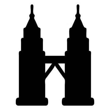 minimalist solid icon of the Petronas Towers, straight-on view sticker