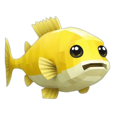 yellow fugu fish in minecraft style sticker