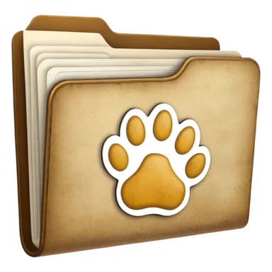a folder of documents with a pawprint on it sticker