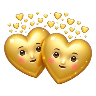 2 goldene funkelnde Herzen sticker