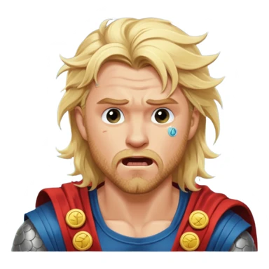 disheveled Thor losing money at a slot machine, panicked face, coins flying sticker