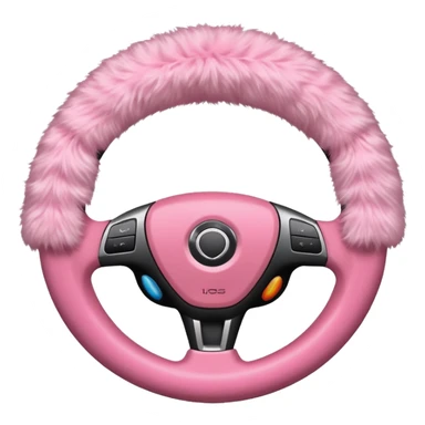 steering wheel with fluffy pink cover sticker