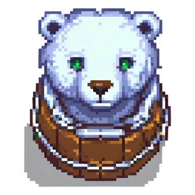 silver colored bear-trap, pixel art style sticker
