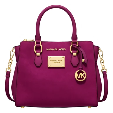 Hyper Realistic, Michael Kors dark raspberry color suede, logo bag, gold embellishments  sticker