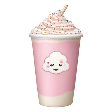 Light pink latte with sprinkles tied with a bow sticker