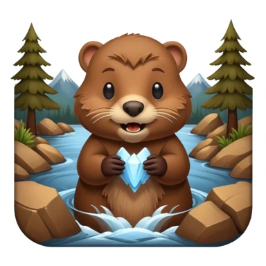 Cute beaver building a dam sticker