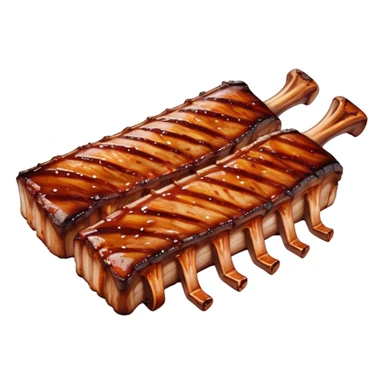 Cinematic juicy grilled ribs, glistening with smoky barbecue sauce, charred edges, tender meat falling off the bone, sizzling on a hot grill, mouthwatering and rich, warm and inviting, ultra-realistic and delicious. sticker