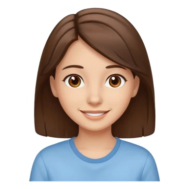 brown eyed girl with medium length brown hair, smiling sticker
