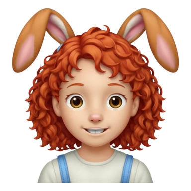 kid with braces bunny eared red haired curly sticker