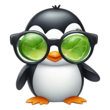 baby penguin with big glasses drinking mojito sticker