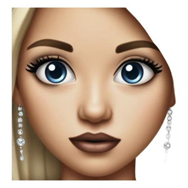 realistic portrait of a girl with piercings in ear and rhinestone makeup on eyes EMOJI sticker