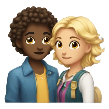 Mika and friend Anahit look at each other sticker