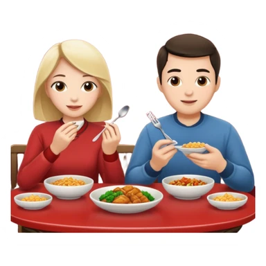 ligth couple having dinner at a Chinese restaurant sticker