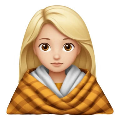Chica rubia de ojos café y con una manta por el frío  sticker