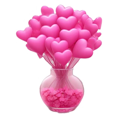 10000000 huge pink hearts on stems in a clear glass vase sticker