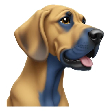 blue and yellow bloodhound singing in the snow. sticker