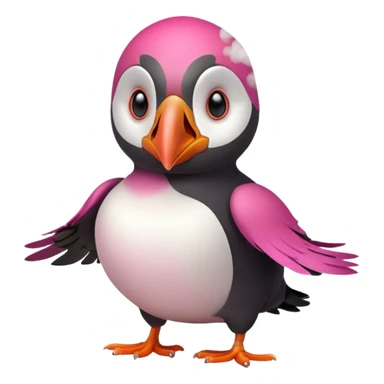 pink puffin angry steam sticker
