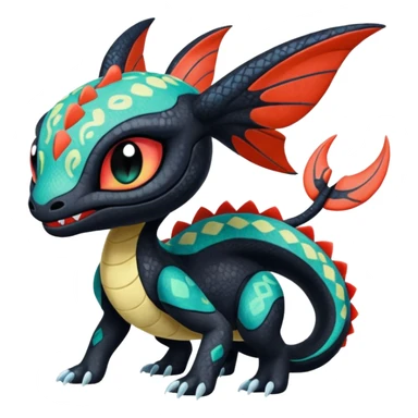 Colorful Exotic Meloetta-Toothless-Salandit-Stitch-Fakémon-creature-hybrid sticker