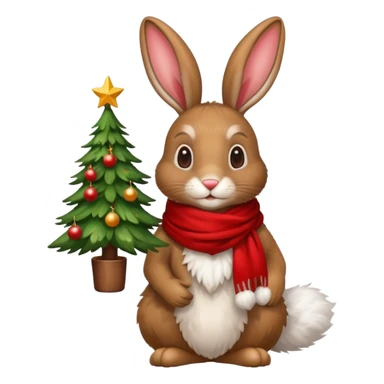 hare with a Christmas tree sticker