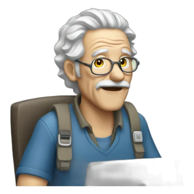 Crazy old man working in techical support sticker