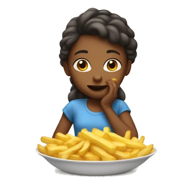 a girl eating fried potatoes sticker